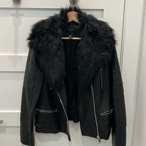 Moto Jacket with removable faux fur collar